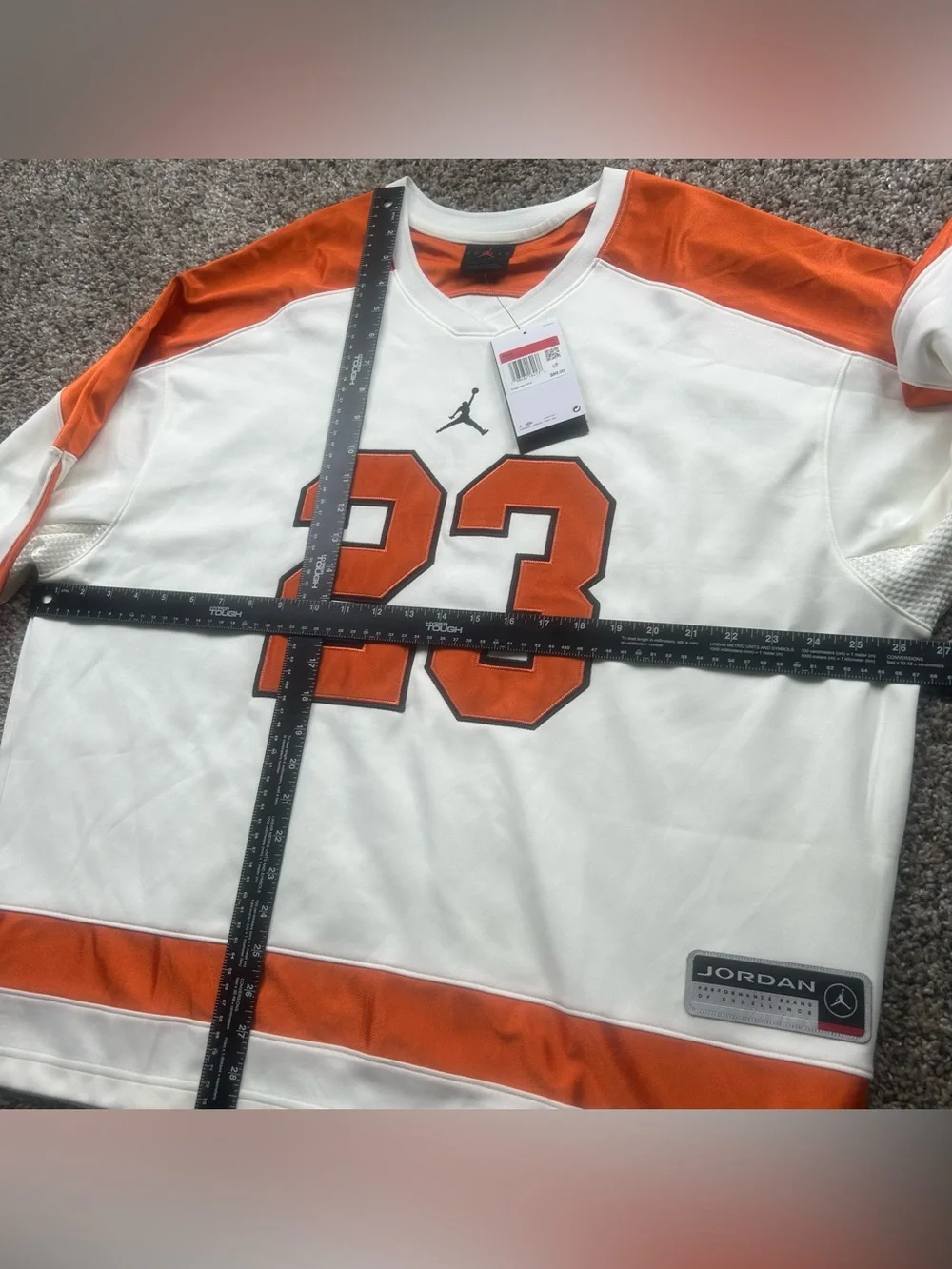 Nike Jordan Brooklyn Collegiate Hockey Jersey Orange Men’s Size Large HV0109-133